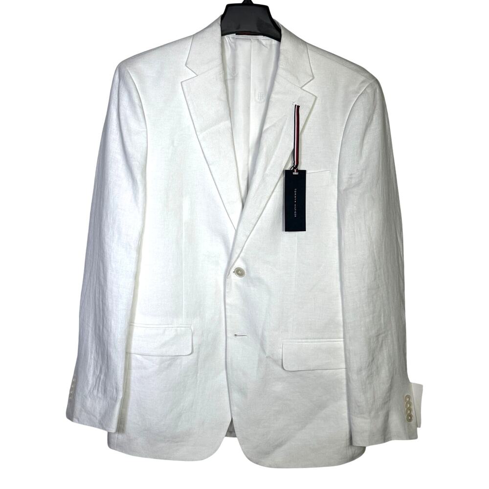 Tommy Hilfiger Men's Modern-Fit 100% Linen Sport Coat Bright White 38R $295